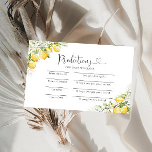 Lemon Greenery Citrus Baby Shower Predictions Card Einladung