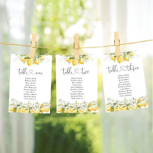 Lemon Greenery Citrus Tischnummer Seating Chart