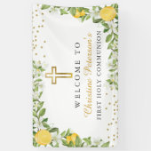 Lemon Greenery Erste Heilige Kommunion Willkommen Banner (Vertikal)