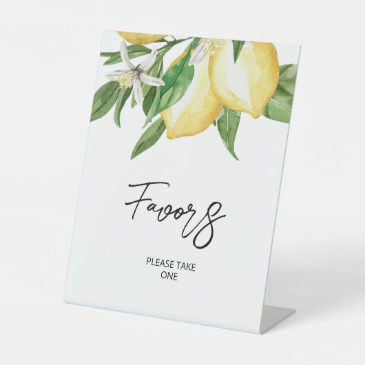 Lemon Greenery Favors Sign Sockelschild (Vorderseite)
