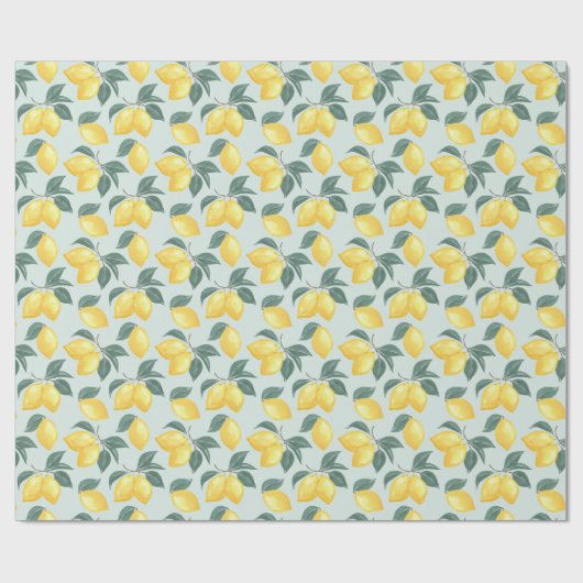 Lemon Greenery Gift Wrap Wrapping Paper Geschenkpapier (Flach)