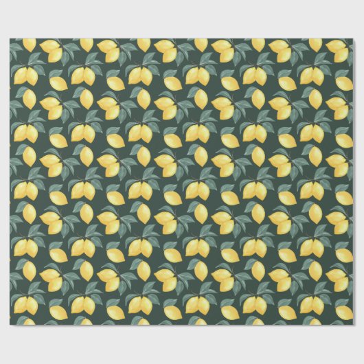 Lemon Greenery Gift Wrap Wrapping Paper Geschenkpapier (Flach)