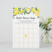Lemon Greenery Gold Brautparty Bingo Game (Stehend Vorderseite)