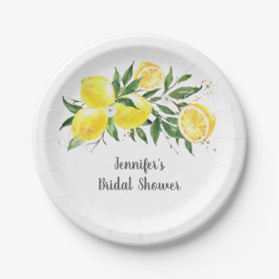 Lemon Greenery Gold Brautparty Pappteller