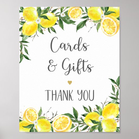 Lemon Greenery Gold Cards & Gifts Brautparty Poster (Vorne)
