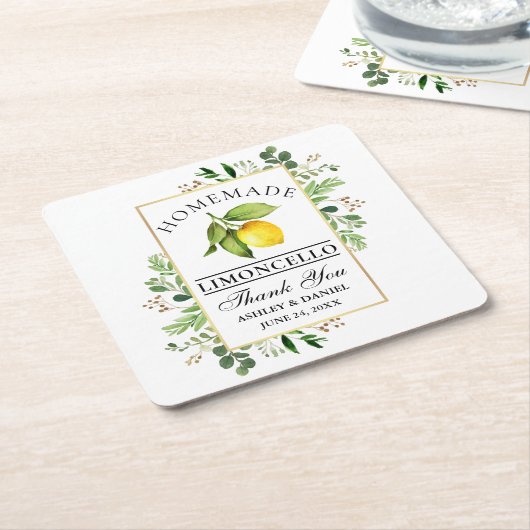 Lemon Greenery Gold Limoncello Rechteckiger Pappuntersetzer (angewinkelt)