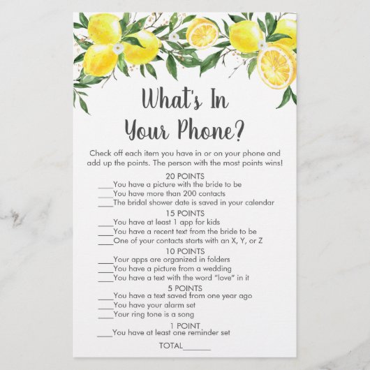 Lemon Greenery Gold Was ist in Ihrem Handyspiel (Vorderseite)