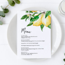 Lemon Greenery Wedding Menu Card Einladung