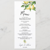 Lemon Greenery Wedding Menu Menükarte (Vorderseite)