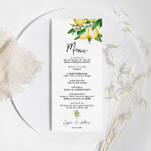 Lemon Greenery Wedding Menu Menükarte