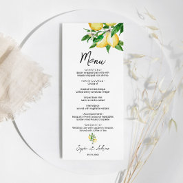 Lemon Greenery Wedding Menu Menükarte