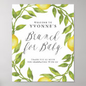 Lemon Greenery Wreath Baby Dusche Brunch Willkomme Poster (Vorne)