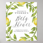 Lemon Greenery Wreath Baby Dusche Willkommen Poster (Vorne)