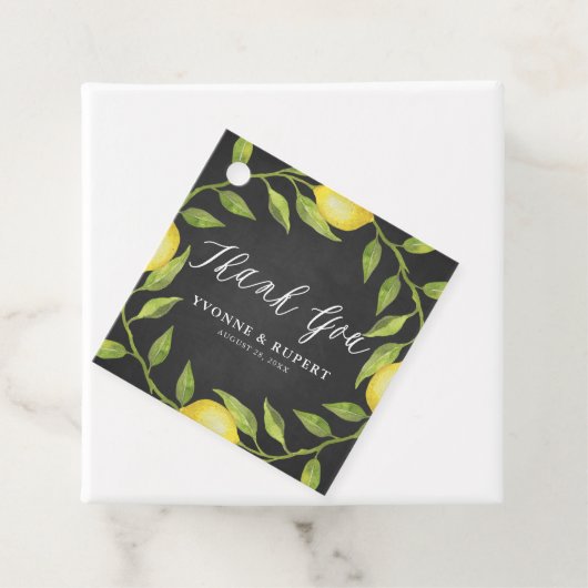 Lemon Greenery Wreath Chalkboard Wedding Vielen Da Geschenkanhänger (Beispiel)