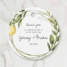 Lemon Greenery Wreath Wedding Vielen Dank Geschenkanhänger