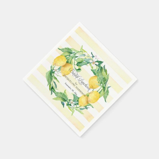 Lemon Greenery Wreath White Floral Bridal Luncheon Serviette (Ecke)