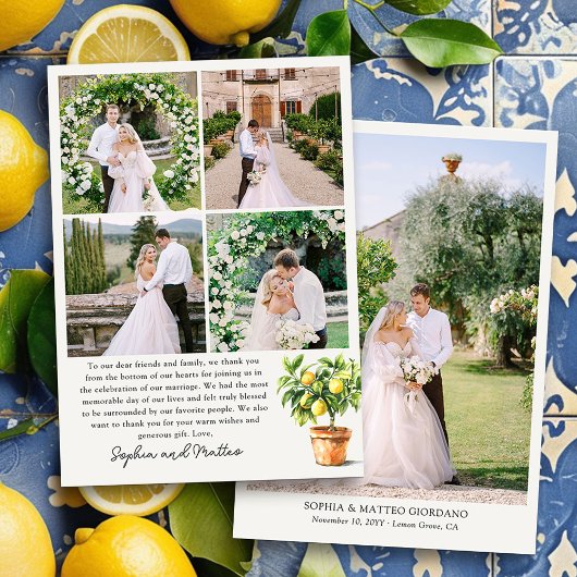 Lemon Grove 5 Foto Hochzeit Dankeskarte