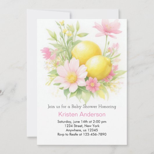 Lemon Grove Adventure erwartet Girl Baby Shower Einladung (Vorderseite)