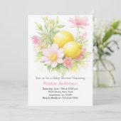 Lemon Grove Adventure erwartet Girl Baby Shower Einladung (Stehend Vorderseite)