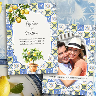 Lemon Grove Blau Gelbe Italienisch Inspirierte Hoc Einladung