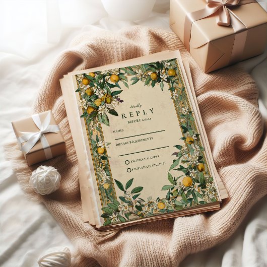 Lemon Grove Bloom Hochzeit RSVP Karte