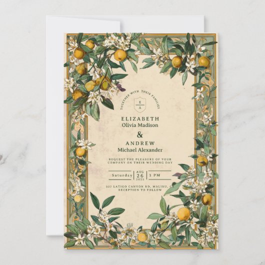 Lemon Grove Bloom Wedding Einladung (Vorderseite)