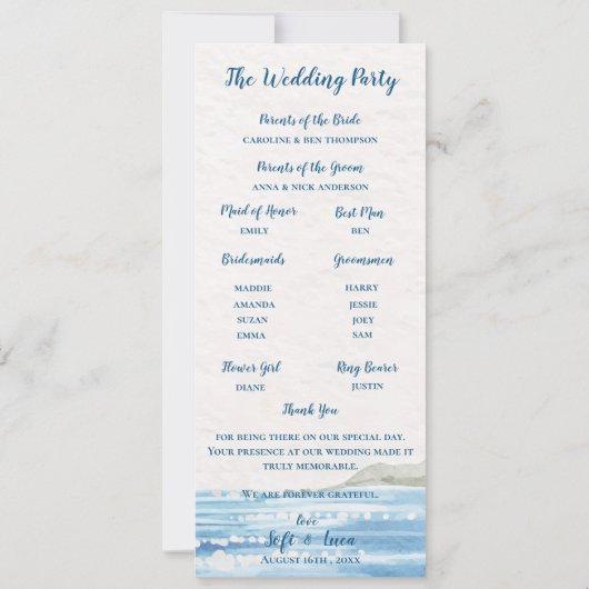 Lemon Grove Coastal Wedding Ceremony Program Einladung (Rückseite)