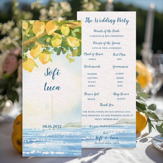 Lemon Grove Coastal  Wedding Ceremony Program Einladung