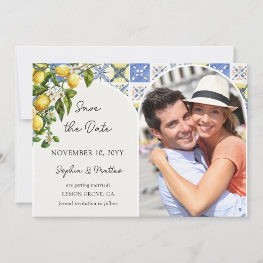 Lemon Grove Foto Italienische Landschaft Hochzeit Save The Date (Vorderseite)