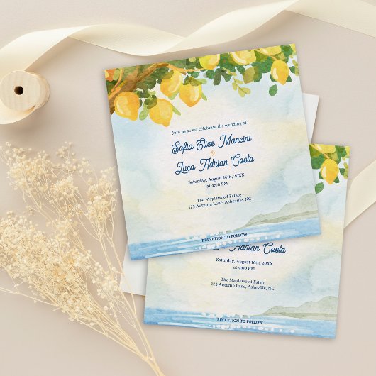 Lemon Grove Mediterranean Wedding Invitation  Einladung