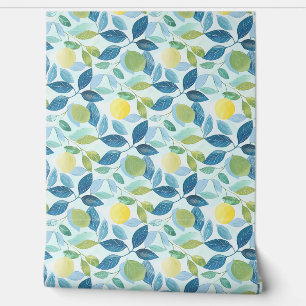 Lemon Grove Petite - Blau, Grün, Gelb - Bio Tapete