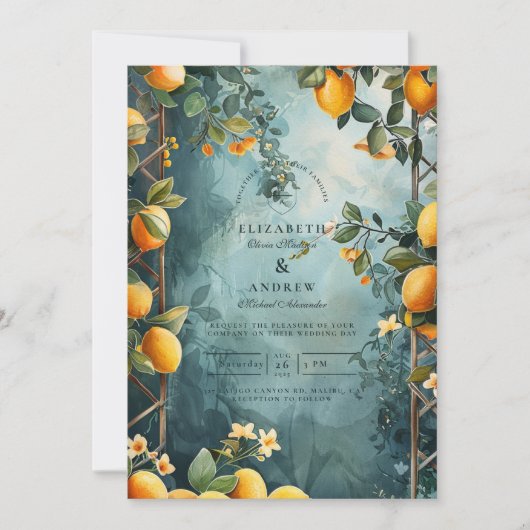 Lemon Grove Romance Wedding Einladung (Vorderseite)