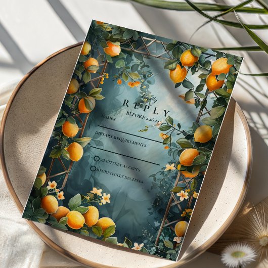 Lemon Grove Romance Wedding RSVP Karte