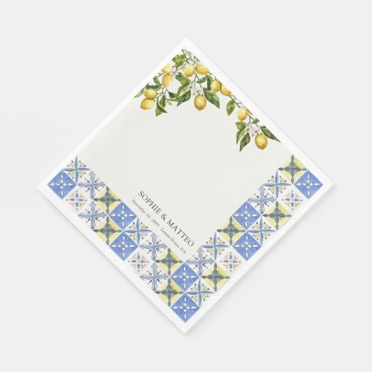 Lemon Grove Rustikale italienische Hochzeit Serviette (Ecke)