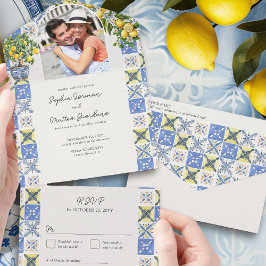 Lemon Grove Rustikale mediterrane Hochzeit und UAW All In One Einladung
