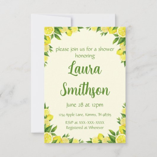 Lemon Grünrahmen Dusche Einladung (Vorderseite)