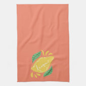 Lemon Hand gezeichnete Buchstaben Citrus Gelb Grün Geschirrtuch (Vertikal)