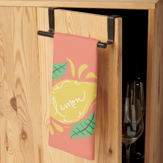 Lemon Hand gezeichnete Buchstaben Citrus Gelb Grün Geschirrtuch (Drittel gefaltet)