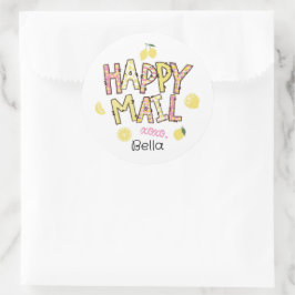 Lemon Happy Mail-Aufkleber Runder Aufkleber
