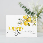 Lemon Haupt Squeeze Baby Dusche danke Karte (Stehend Vorderseite)