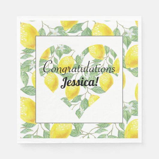 Lemon Heart Main Squeeze Theme Brautparty Serviette (Vorderseite)