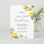 Lemon Hochzeit Einladung Bohemische Blume Citrus (Stehend Vorderseite)