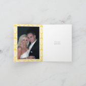 Lemon-Hochzeit mit grauem Damast Dankeschön Foto Dankeskarte (Innenseite)