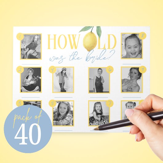 Lemon How Old Was The Bride Photo Game Pack of 40 Notizblock
