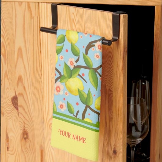 Lemon Ihr Name Gelber Spaß Blüte Hübsch Geschirrtuch