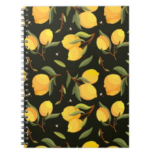 Lemon Illustration: Handgemalt Nahtloses Muster. Notizblock