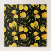 Lemon Illustration: Handgemalt Nahtloses Muster. Puzzle (Horizontal)