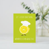 Lemon in Koch mit Zeichenkarte lächeln Postkarte (Stehend Vorderseite)