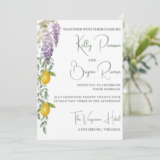 Lemon Inspiriert Einladung (Stehend Vorderseite)