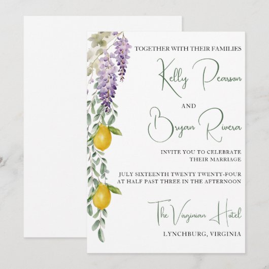 Lemon Inspiriert Einladung (Vorne/Hinten)